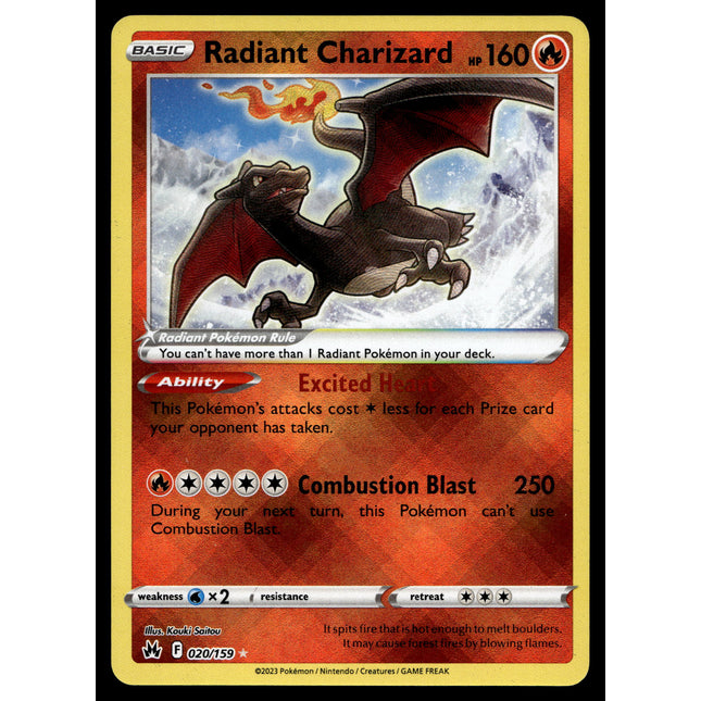 Radiant Charizard - 020/159 - NM - Ultra Rare - Crown Zenith - Pokemon - A7-55
