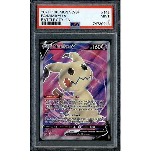 Mimikyu V - 148/163 - PSA 9 - Full Art - Battle Styles - Pokemon - 30218