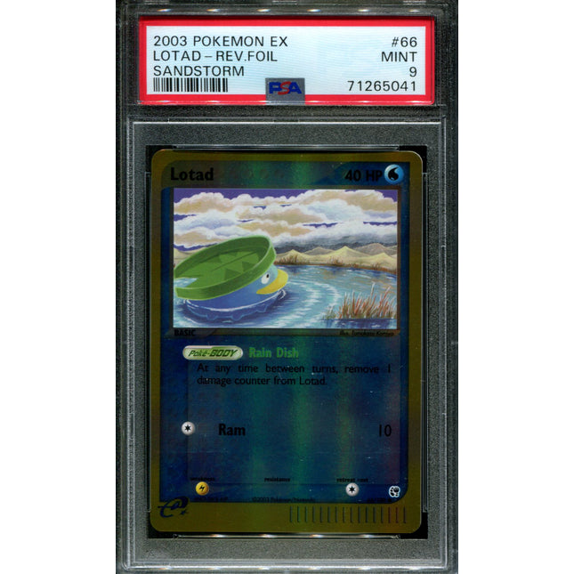 Lotad - 66/100 - PSA 9 - Reverse Holo - Sandstorm - Pokemon - 65041