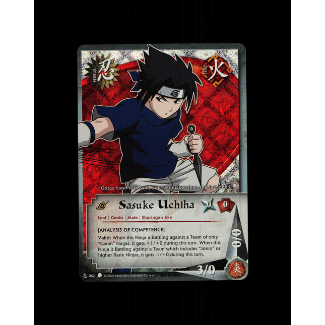 Sasuke Uchiha - 062 - NM - 1st Edition - Diamond Foil - Naruto CCG - D4-235