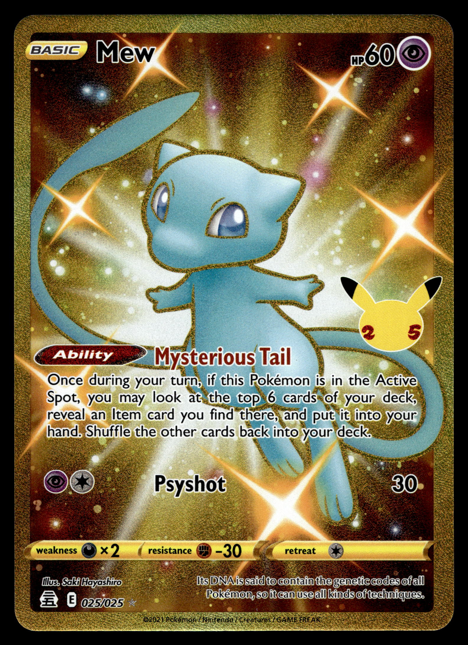 Pokemon - Mew 025/025 - Celebrations - Gold Full Art Card