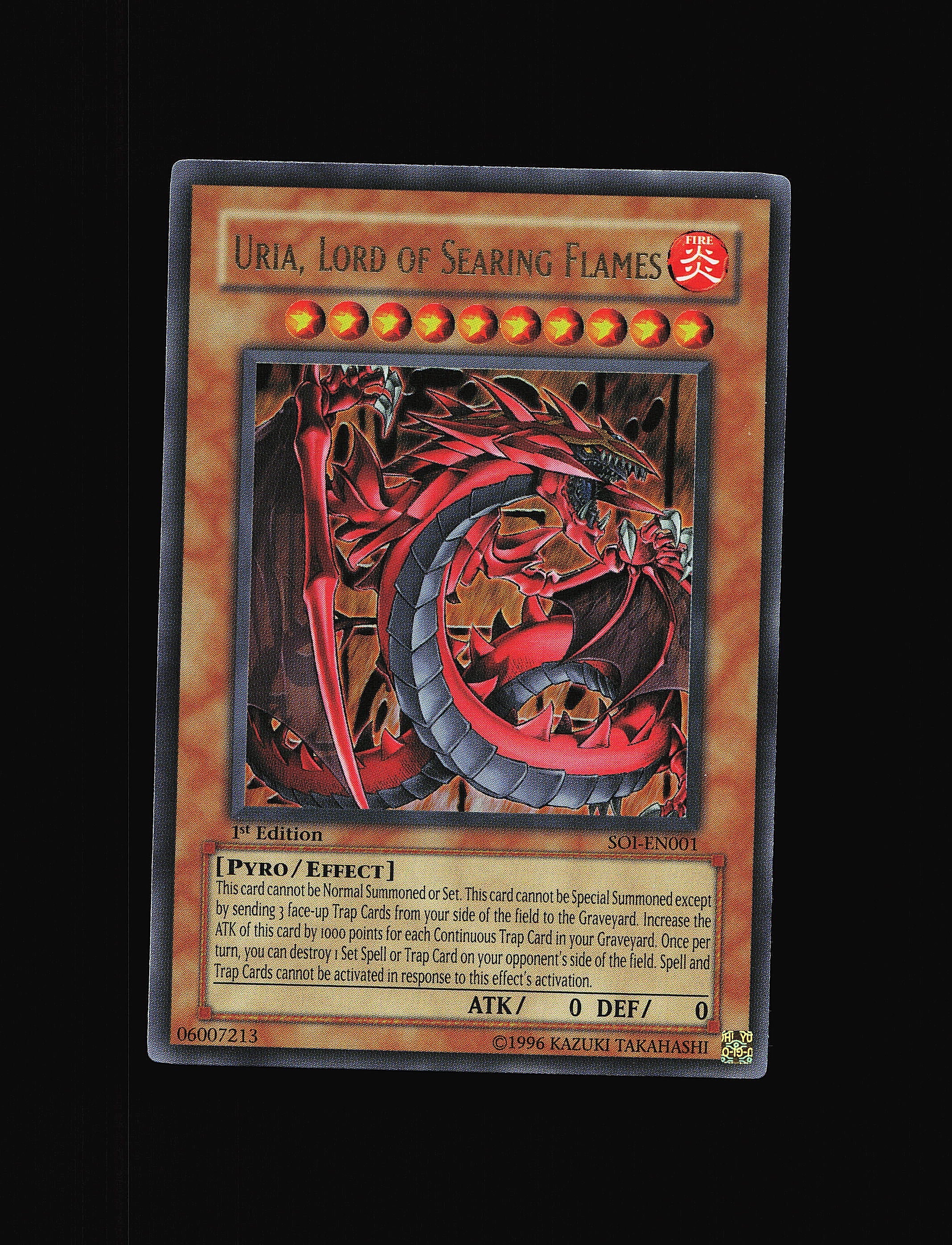 Uria, Lord of Searing Flames - SOI-EN001 - LP - 1st Edition Ultra - SO Squeaks Game World Uria, Lord of Searing Flames - SOI-EN001 - LP - 1st Edition Ultra - SO Squeaks Game World