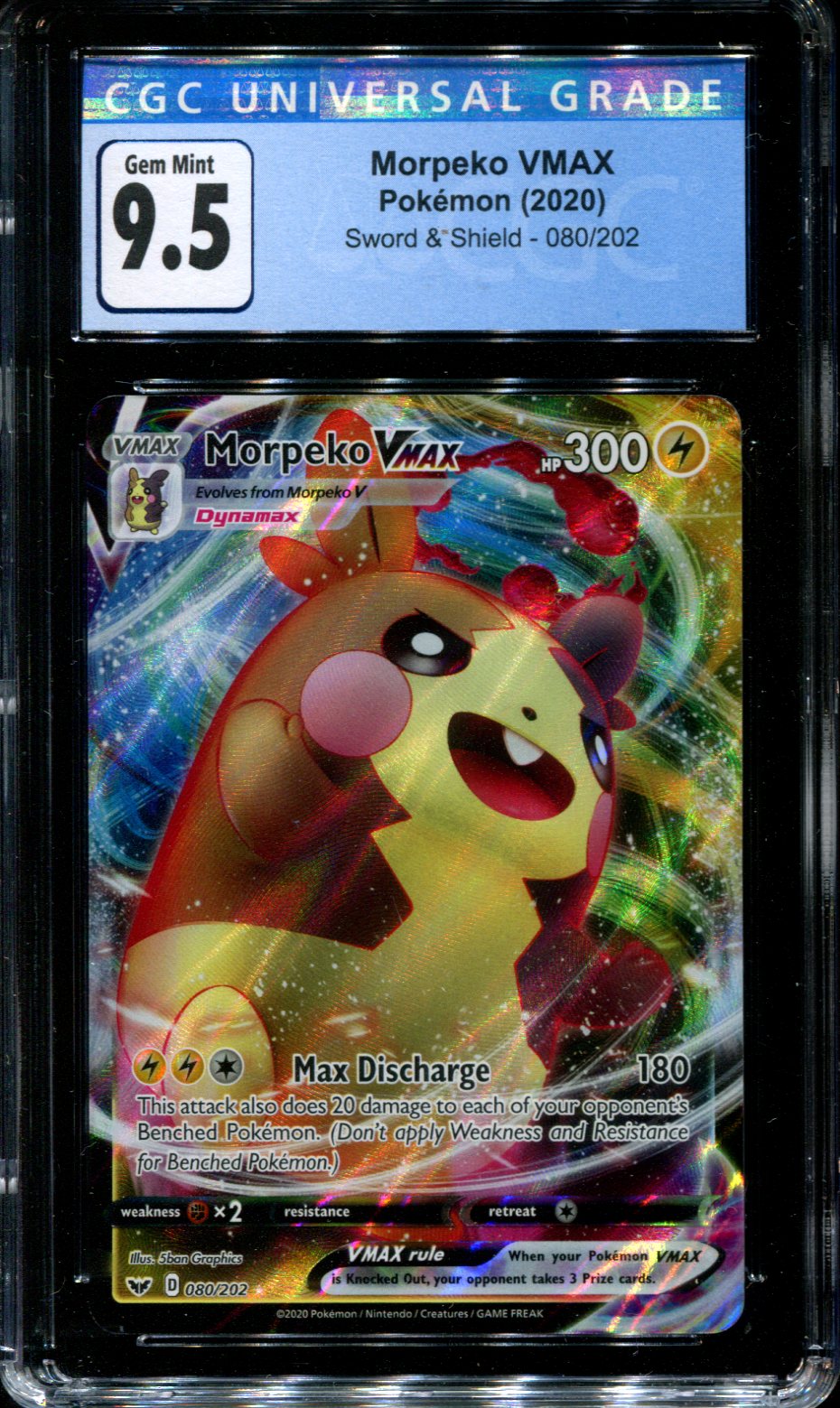 Morpeko VMAX - 080/202 - CGC 9.5 - Sword & Shield - Ultra Rare - Pokem Squeaks Game World Morpeko VMAX - 080/202 - CGC 9.5 - Sword & Shield - Ultra Rare - Pokem Squeaks Game World