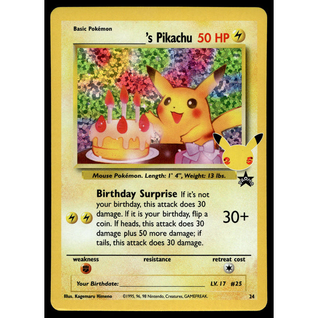 Birthday Pikachu - 24 - NM - Promo - Celebrations - Pokemon - A7-90