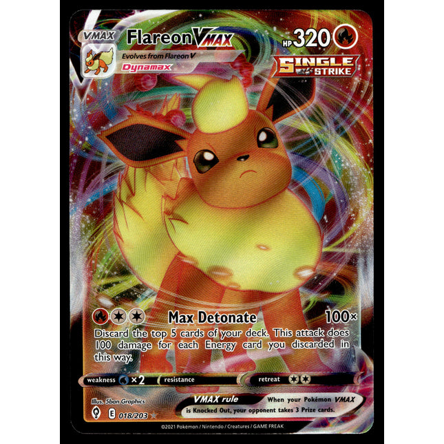 Flareon Vmax - 018/203 - NM - Ultra Rare - Evolving Skies - Pokemon - A9-56