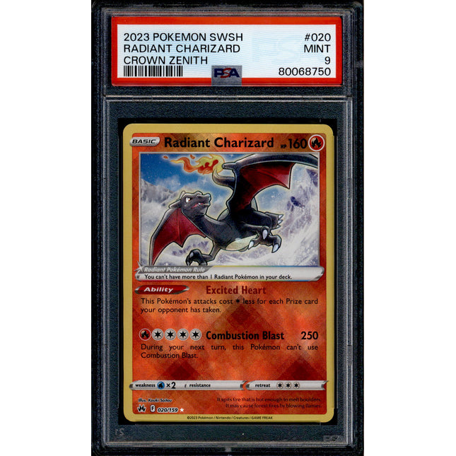 Radiant Charizard - 020/159 - PSA 9 - Holo - Crown Zenith - Pokemon - 68750