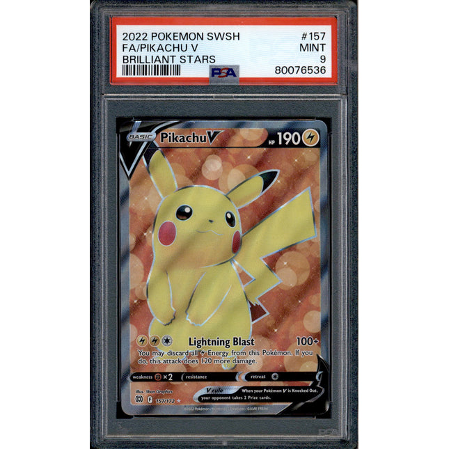 Pikachu V - 157/172 - PSA 9 - Full Art - Brilliant Stars - Pokemon - 76536