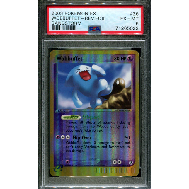Wobbuffet - 26/100 - PSA 6 - Reverse Holo - Sandstorm - Pokemon - 65022