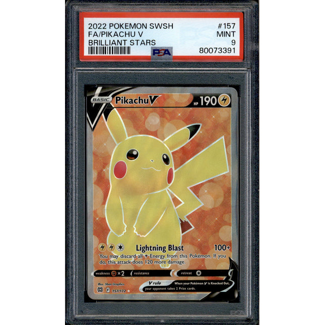Pikachu V - 157/172 - PSA 9 - Full Art - Brilliant Stars - Pokemon - 73391