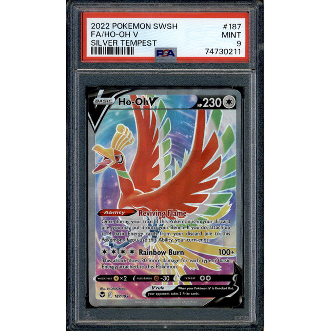 Ho-oh V - 187/195 - PSA 9 - Full Art - Silver Tempest - Pokemon - 30211