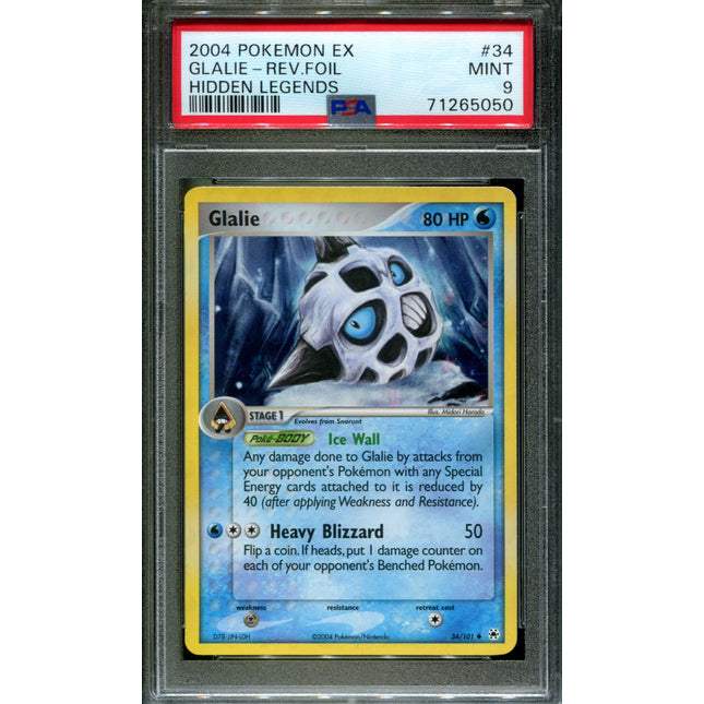 Glalie - 34/101 - PSA 9 - Reverse Holo - Hidden Legends - Pokemon - 65050