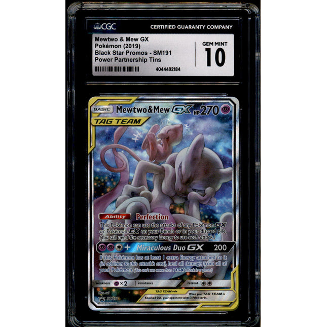 Mewtwo & Mew GX - SM191 - CGC 10 - Alt Art - Promo - Pokemon - 92184