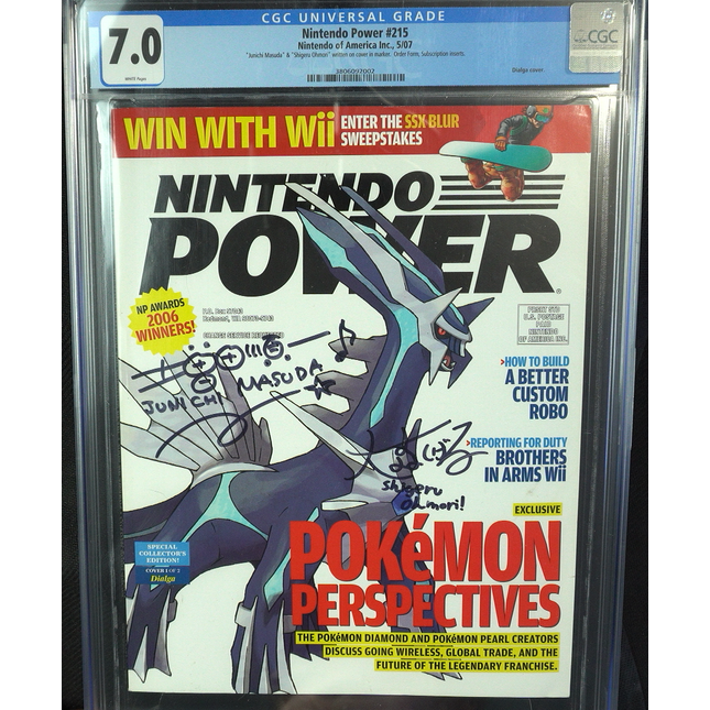 Nintendo Power Issue #215 - CGC 7.0 - Signed by Junichi Masuda & Shigeru Ohmori - Dialga - RARE