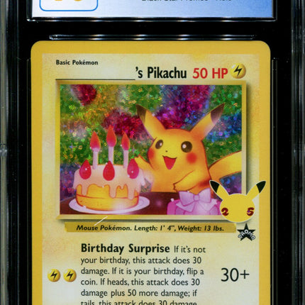 Birthday Pikachu - 24 - CGC 10 - Celebrations - Black Star Promo - Pokemon - 91008