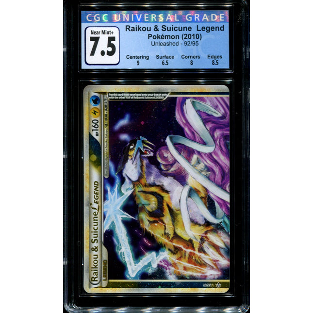 Raikou & Suicune Top - 92/95 - CGC 7.5 - Ultra Rare - Unleashed - Pokemon - 68398