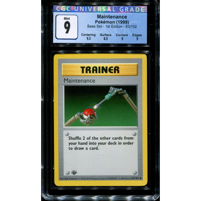 Maintenance - 1st Edition - 83/102 - CGC 9 - Base Set - Pokemon - 65055