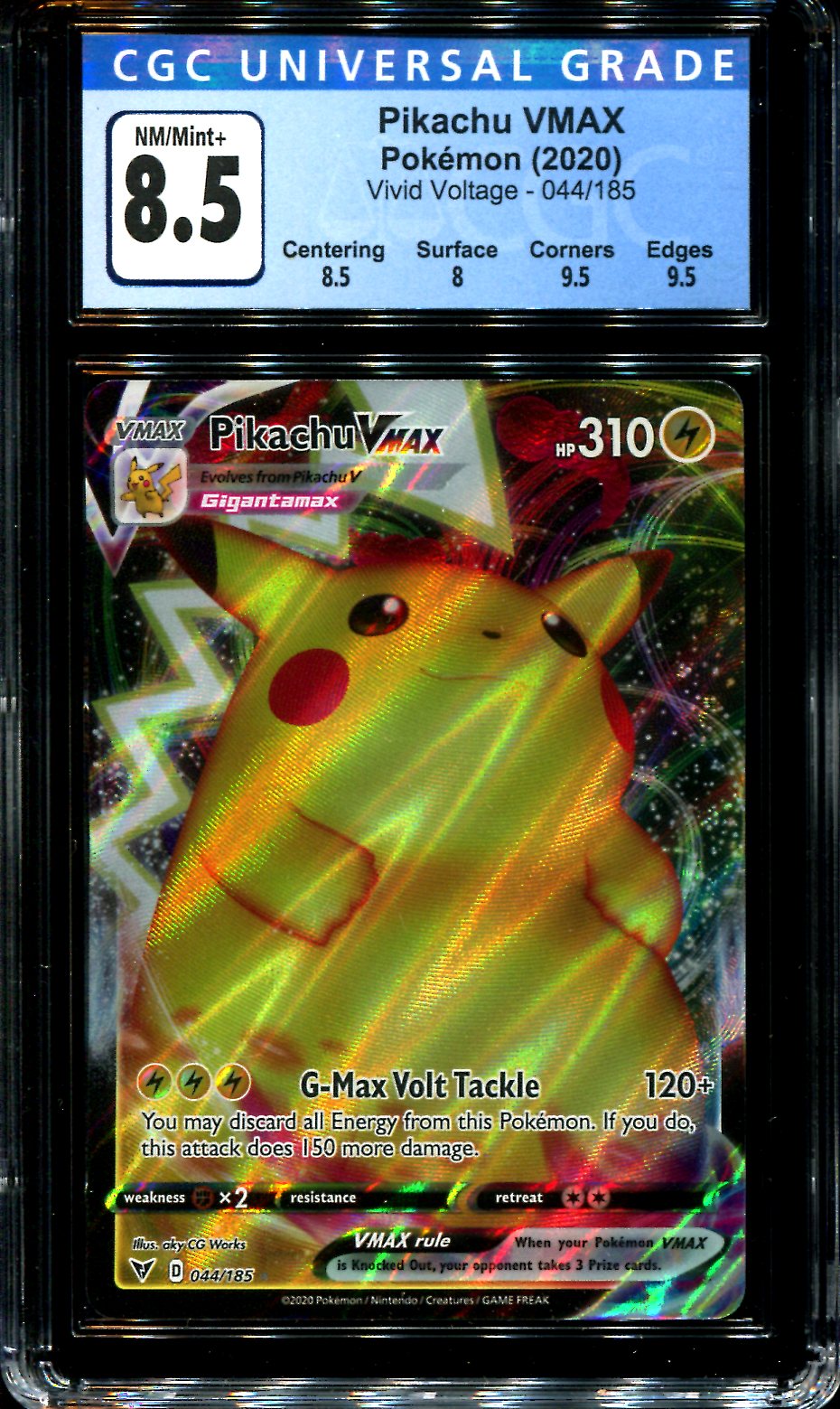 Pikachu Vmax - 044/185 - CGC 8.5 - Vivid Voltage - Pokemon