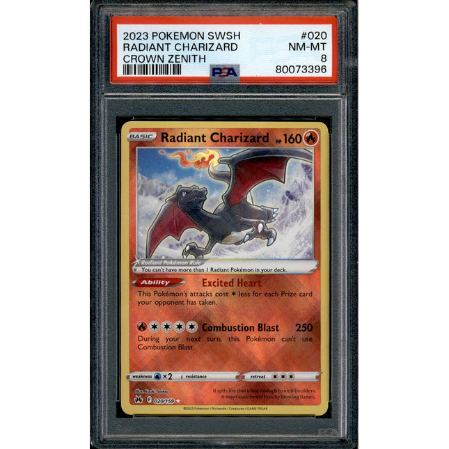 Radiant Charizard - 020/159 - PSA 8 - Holo - Crown Zenith - Pokemon - 73396