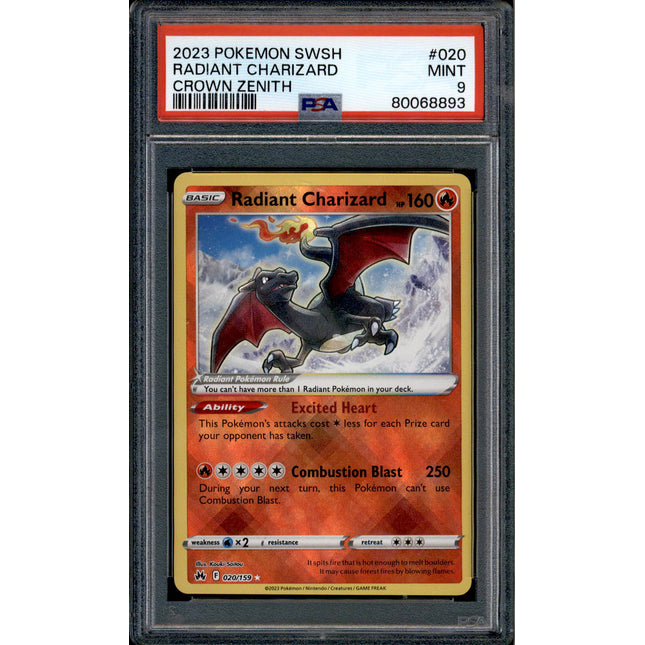 Radiant Charizard - 020/159 - PSA 9 - Holo - Crown Zenith - Pokemon - 68893