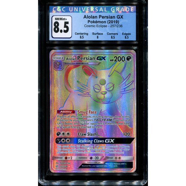 Alolan Persian GX - 257/236 - CGC 8.5 NM/Mint+ - Cosmic Eclipse - 02289