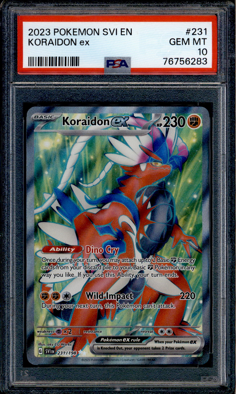 Koraidon ex - 231/198 - PSA 10 - Full Art - SVI - Pokemon - 56283 – Squeaks  Game World