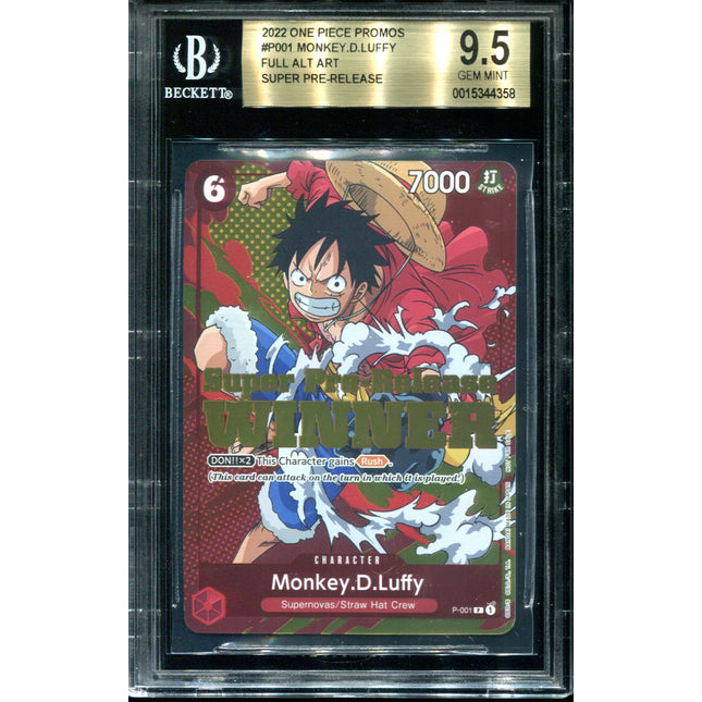 Monkey D Luffy - P-001 - BGS 9.5 - Winner Promo - Promo - One Piece TCG - 44358