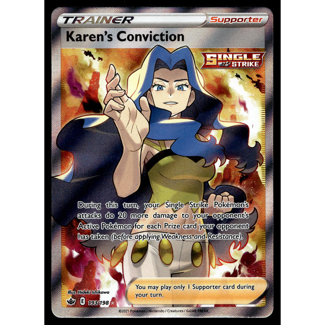 Karen's Conviction - 193/198 - PSA NM - Full Art - Chilling Reign - Pokemon - A5-16