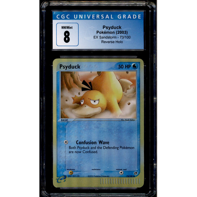 Psyduck - 73/100 - CGC 8 - Sandstorm - Reverse Holo - Pokemon - 83011