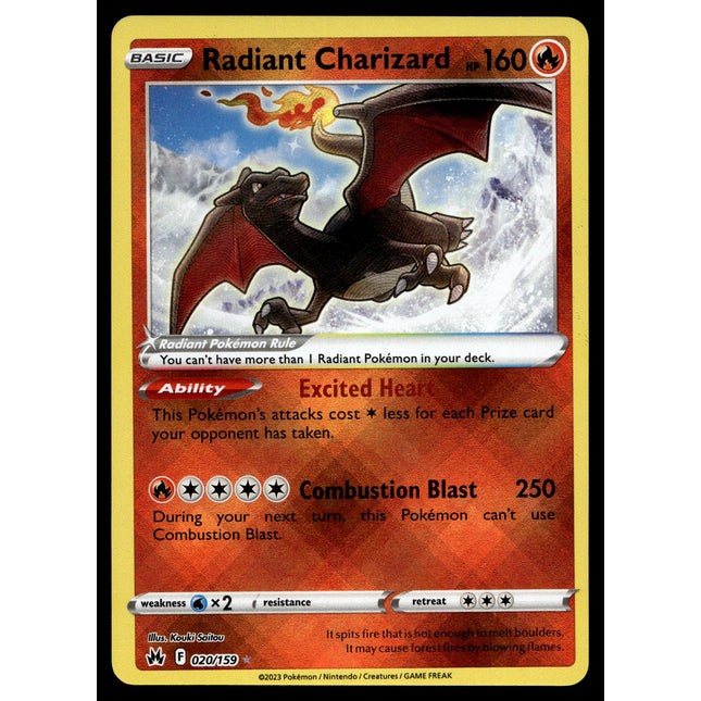 Radiant Charizard - 020/159 - NM - Ultra Rare - Crown Zenith - Pokemon - A7-67