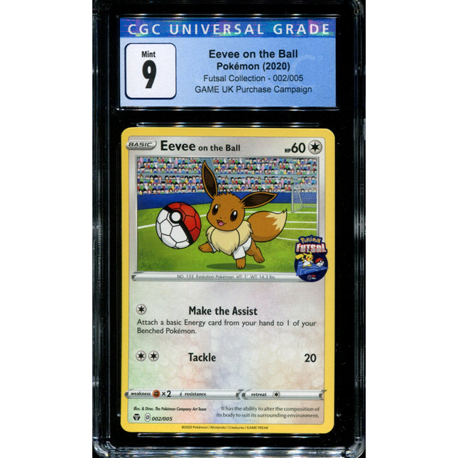 Eevee on the Ball - 002/005 - CGC 9 - Futsal Collection - UK Game Promo - Pokemon -  15041