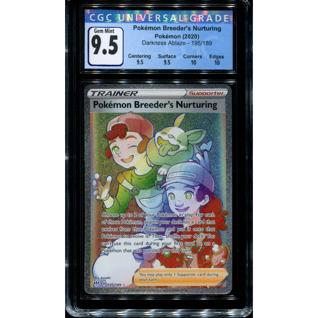 Pokemon Breeder's Nurturing - 195/189 - CGC 9.5 Gem Mint - Darkness Ablaze - 68072