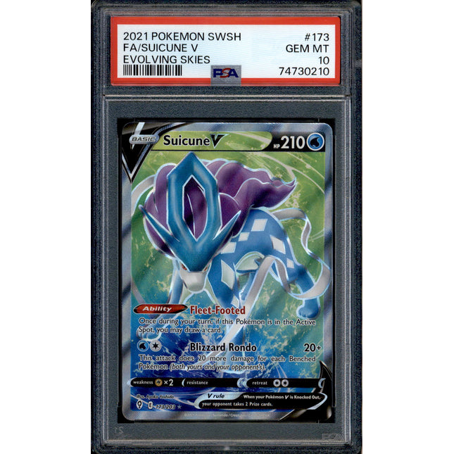 Suicune V - 173/203 - PSA 10 - Full Art - Evolving Skies - Pokemon - 30210