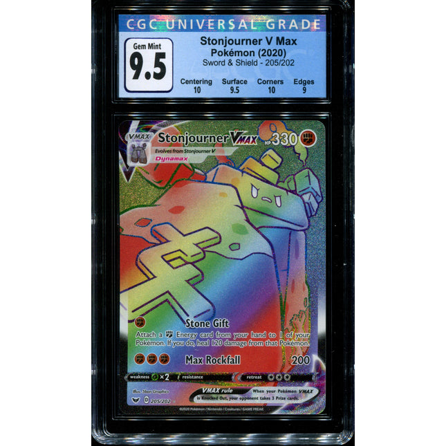 Stonjourner Vmax - 205/202 - CGC 9.5 Gem Mint - Sword & Shield - 02295