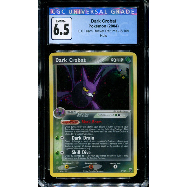 Dark Crobat - 3/109 - CGC 6.5 - Holo Rare - Team Rocket Returns - Pokemon -  15277
