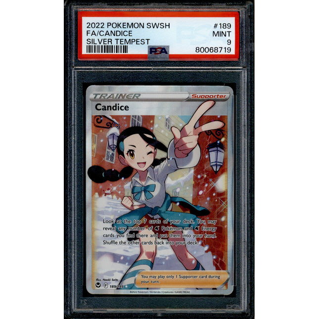 Candice - 189/195 - PSA 9 - Full Art - Silver Tempest - Pokemon - 68719