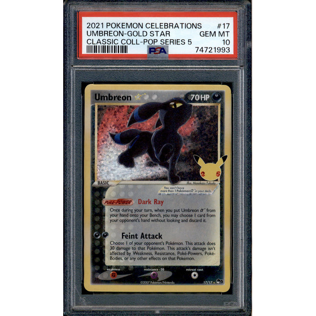 Umbreon Gold Star - 17/17 - PSA 10 - Holo - Celebrations - Pokemon - 21993