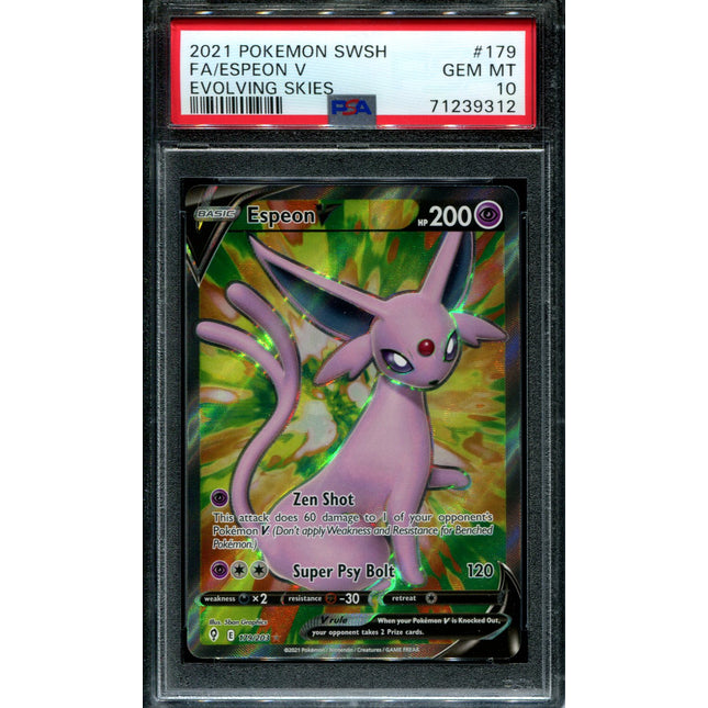 Espeon V - 179/203 - PSA 10 - Full Art - Evolving Skies - Pokemon - 39312