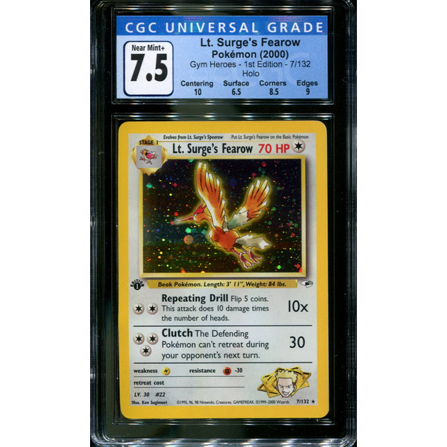 Lt. Surge's Fearow - 7/132 - CGC 7.5 - 1st Edition - Gym Heroes - Pokemon - 48022