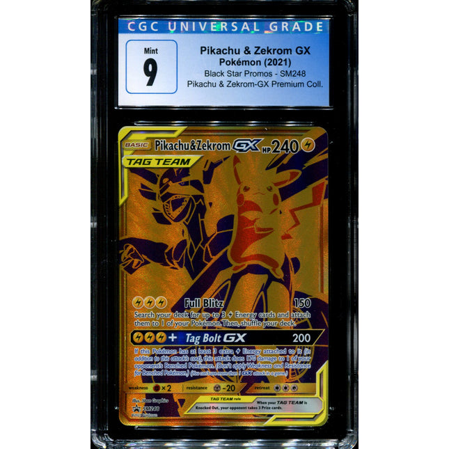 Pikachu & Zekrom GX - SM248 - CGC 9 - Promo - Secret Rare - Pokemon - 5086