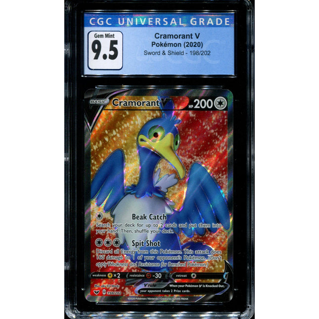 Cramorant V - 198/202 - CGC 9.5 - Full Art - Sword & Shield Base Set - Pokemon - 68087