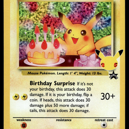Birthday Pikachu - 24 - NM - Promo - Celebrations - Pokemon - A7-84