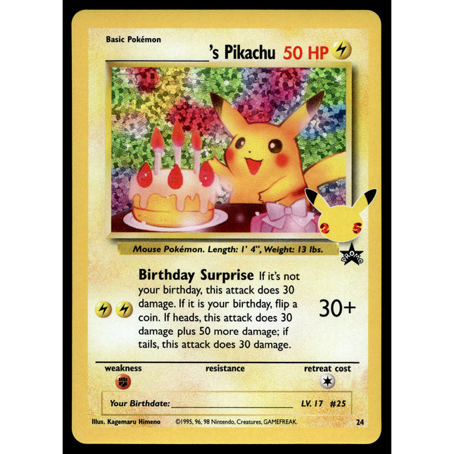 Birthday Pikachu - 24 - NM - Promo - Celebrations - Pokemon - A7-84