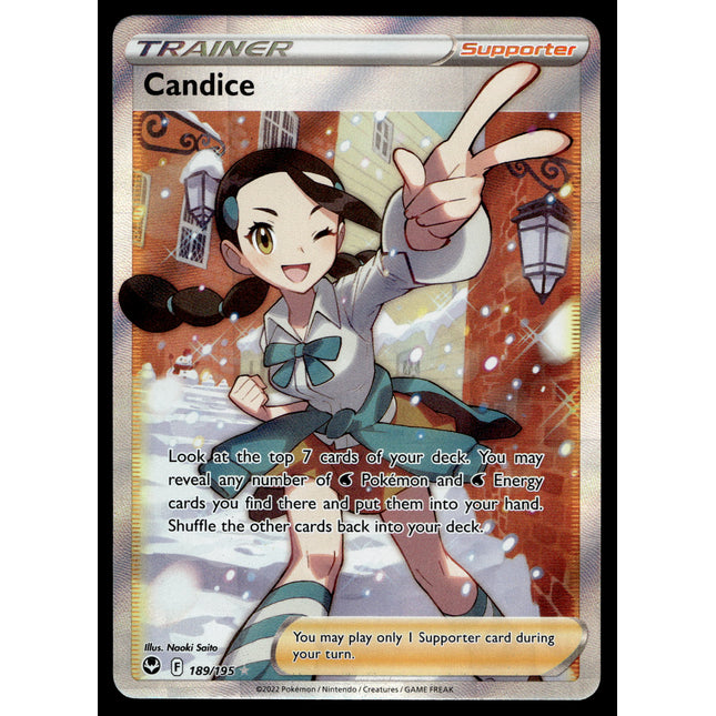 Candice - 189/195 - PSA NM - Full Art - Silver Tempest - Pokemon - A5-50