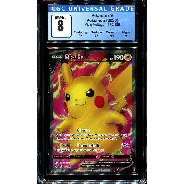 Pikachu V - 170/185 - CGC 8 - Full Art - Vivid Voltage - Pokemon - 28316