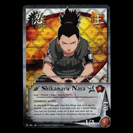 Shikamaru Nara - 286 - NM - 1st Edition - Diamond Foil - Naruto CCG - D3-19