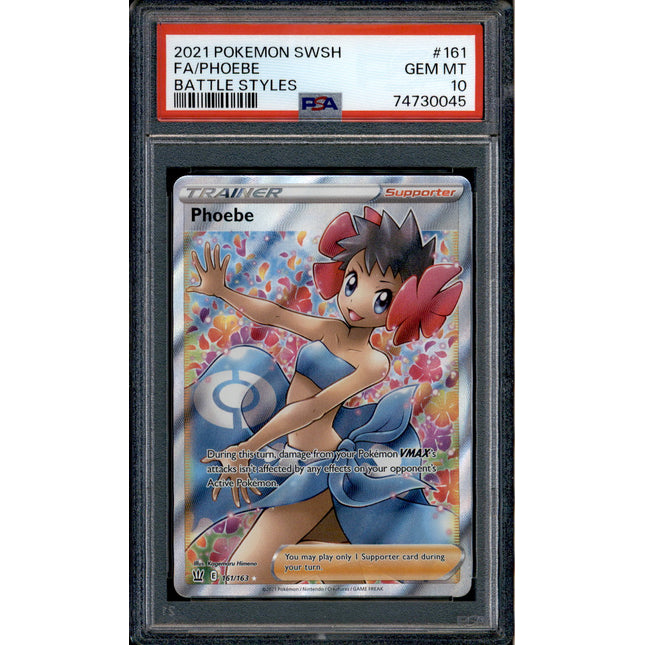 Phoebe - 161/163 - PSA 10 - Full Art - Battle Styles - Pokemon - 30045