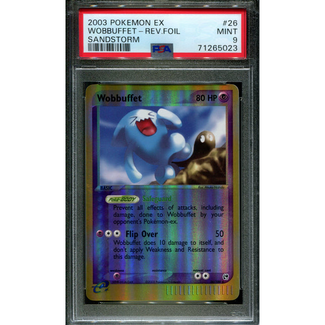 Wobbuffet - 26/100 - PSA 9 - Reverse Holo - Sandstorm - Pokemon - 65023