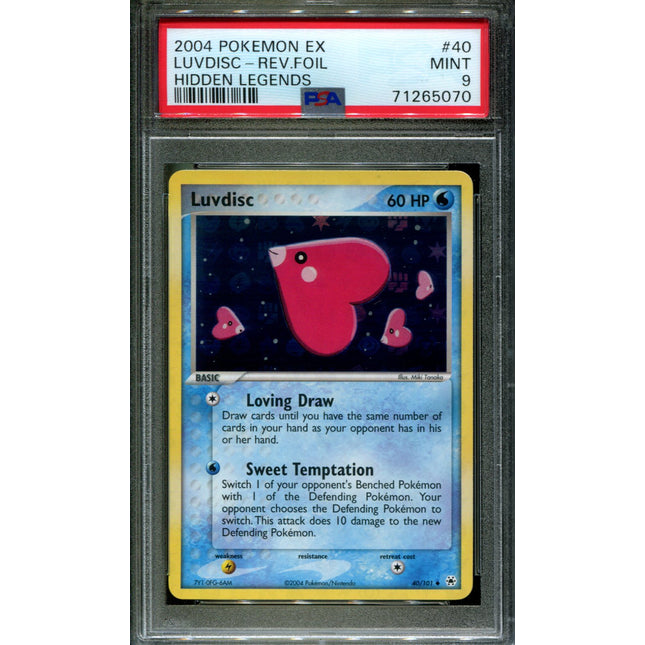 Luvdisc - 40/101 - PSA 9 - Reverse Holo - Hidden Legends - Pokemon - 65070