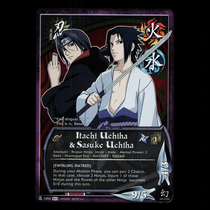 Itachi Uchiha & Sasuke Uchiha - 1055 - NM - 1st Edition Foil - S20 - Naruto CCG - D4-96