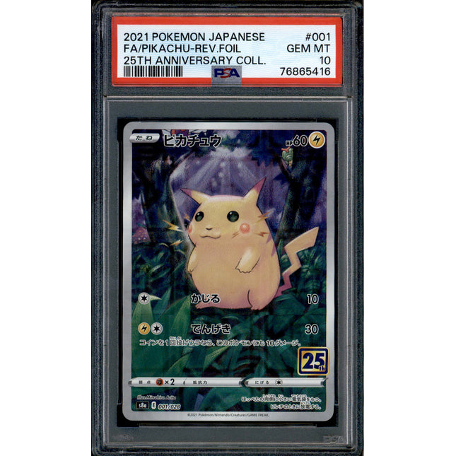 Pikachu - 001/028 - PSA 10 - Reverse Foil - 25th Anniversary - Pokemon - 65416